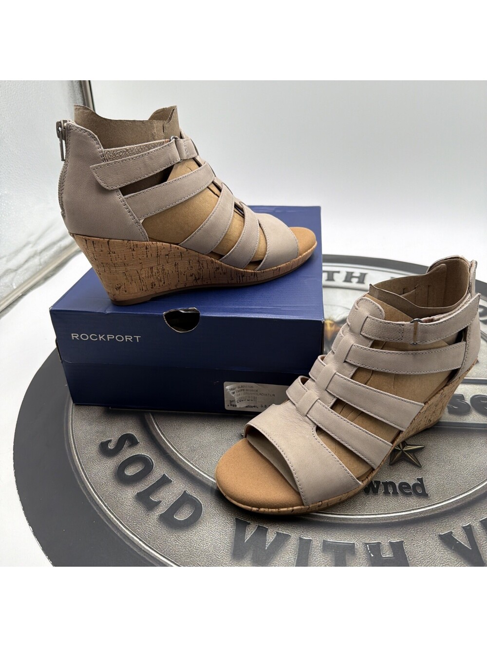 New Rockport Briah Gladiator Sandal Leather Women Shoes Size 5.5 Wide